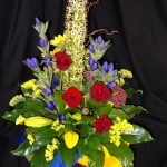 stunning box of flowers including lilies and roses