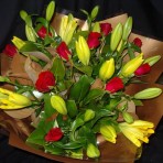 Beautiful bunch of roses and lilies