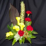 Flowers arranged in a ceramic pot