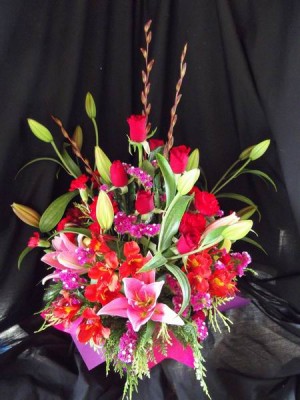 Roses and Lilies in a Box Arrangement