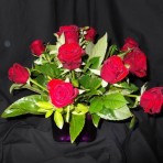 Bunch of roses in a glass vase