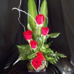 Roses with Heart in a glass vase